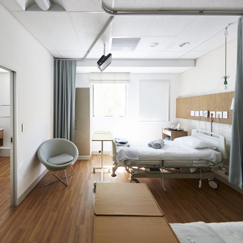Beds In Empty Hospital Ward